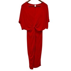 Red Knot-Front Midi Dress - Women